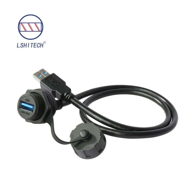Lshitech USB3.0 Female to Male Plug Adapted IP67 Waterproof High-Speed Data Transfer Extension Cable 0.1-1m for Industrial