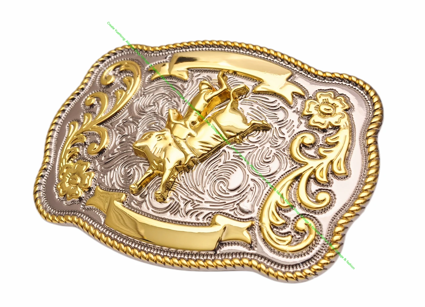 122*87mm Gold Silver Shinny Men's Texas Bull Ride Rodeo Big Long Huge Cowboy Cowgirl Western Leather Belt Buckle fit 40 mm strap