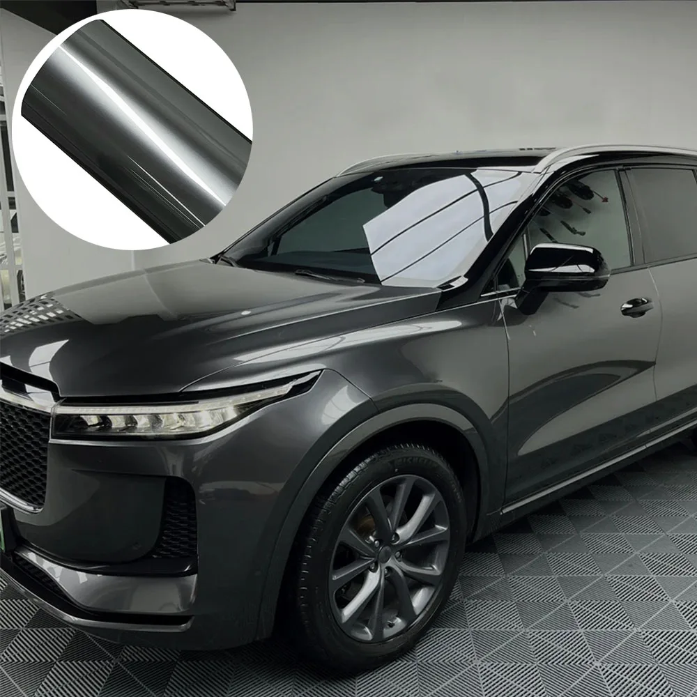 Liquid Metal Grey Car Vinyl Wrap Film with PET Release Liner Air‑Channel Bubble Free Self‑Adhesive Decal Auto Wrapping Film