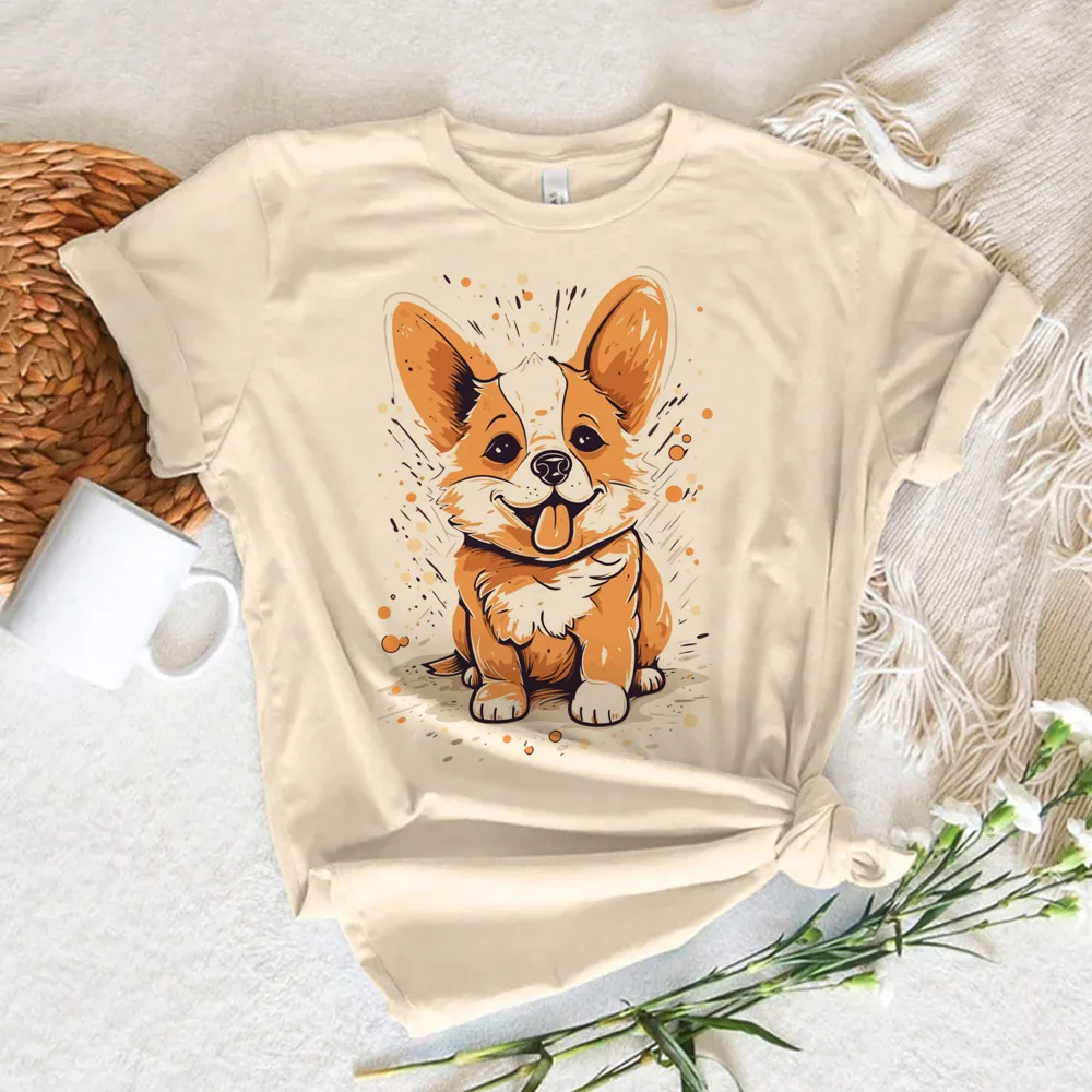 Corgi t-shirts women designer anime Japanese top female comic clothes