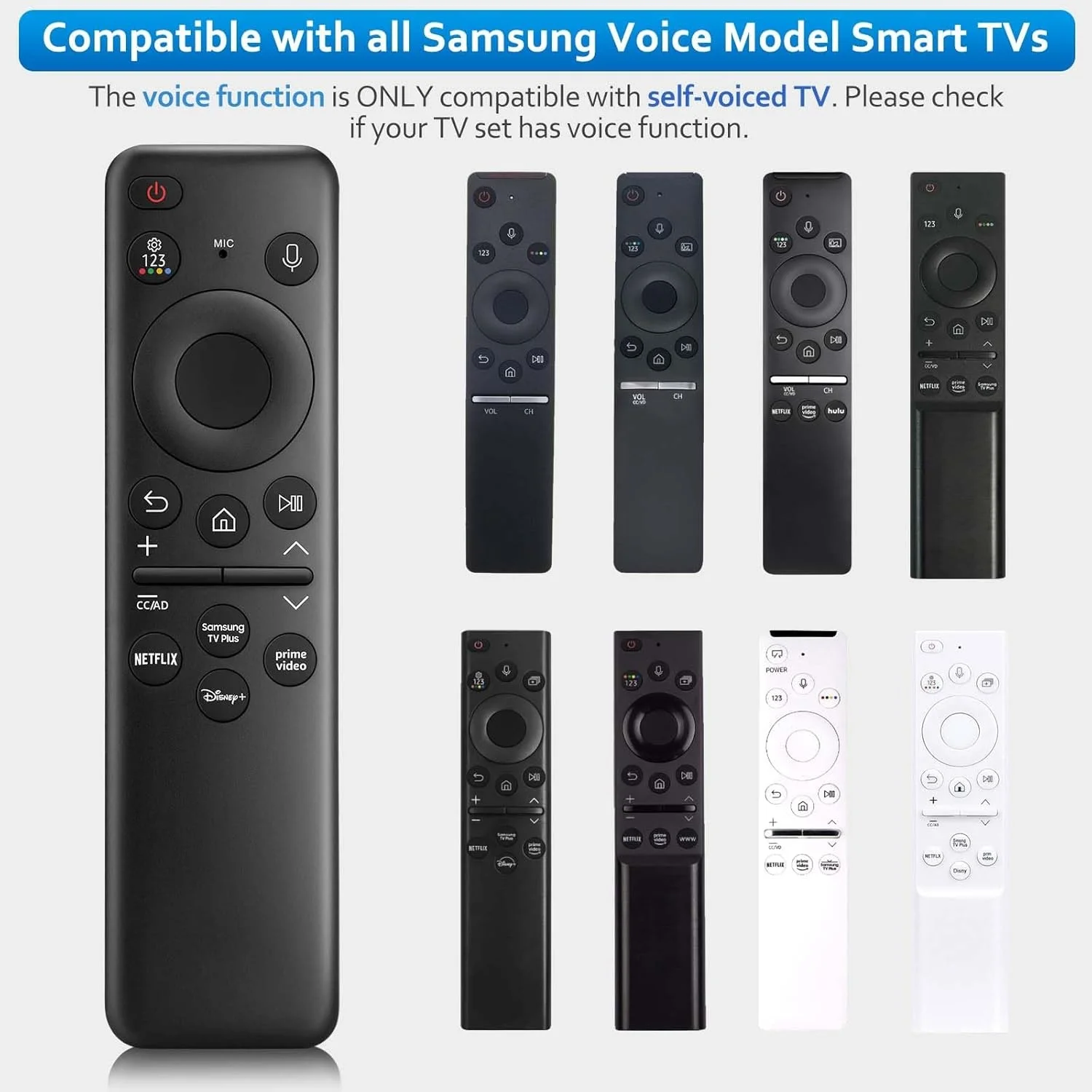 New BN59-01432A Voice Remote for Samsung OLED Neo QLED Crystal UHD Frame Solar CU8000 DU8000 CU7000 DU7200 Q60C/D Q70C/D Q80C/D