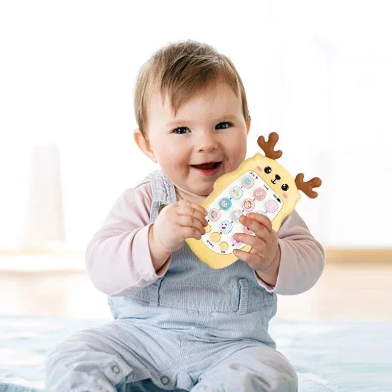 ของเล่นโทรศัพท์เด็ก TEMIKIDS โทรศัพท์สองภาษา ของเล่นกัดแทะ มีเสียงเพลงและเสียงพูด เครื่องเรียนรู้สำหรับเด็กเล็ก ของเล่นอิเล็กทรอนิกส์สำหรับเด็ก เป็นของขวัญสำหรับเด็ก