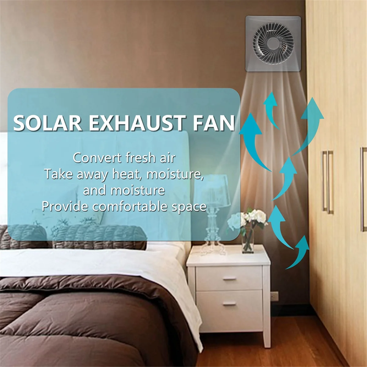 Abgn nova energia 4 Polegada ventilador solar silencioso de alta velocidade com painel 8w galpão exaustor solar para galhetes, estufas, galpões a