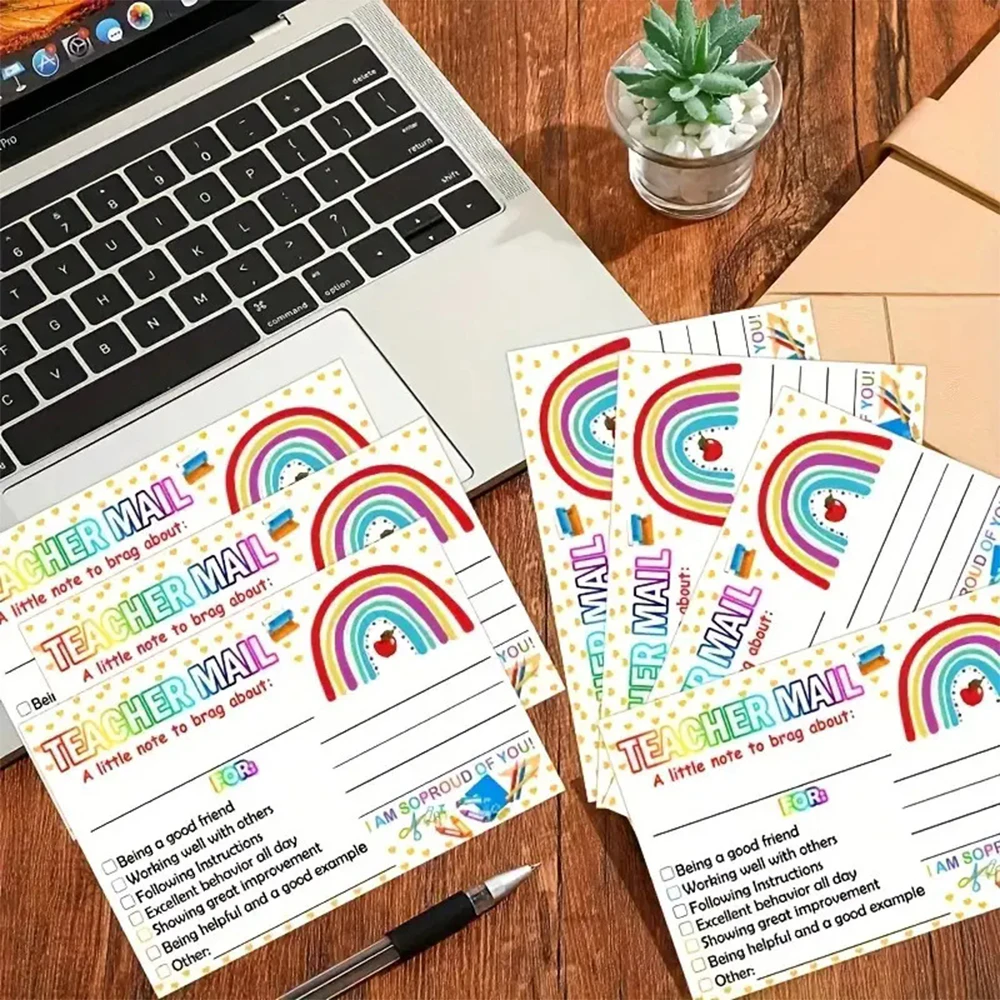 

50/100/200Pcs Rainbow Teacher Mail Cards Incentive Cards for Classroom Elementary Positive Behavior Management Reward