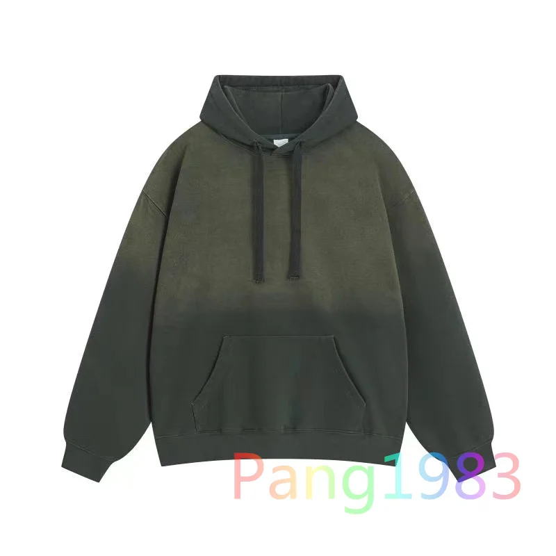 

High Street Vintage Autumn Winter New Hoodie Men Women Best Quality Gradient Color Hanging Dye Sweatshirt Washed Loose Pullovers