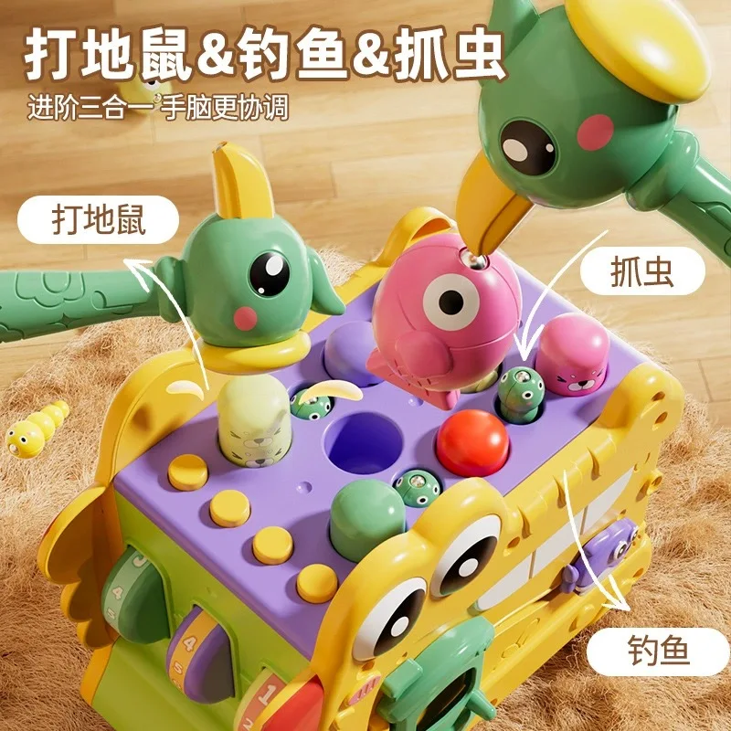 Kids Q-version Cute Multi-faceted Toy Whack-a-Mole Hand Knocking Piano Musical Pretend Play Puzzle Toy (Battery Self-prepared)