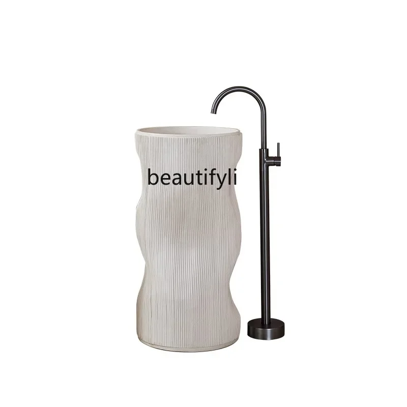 

ls 42Striped special-shaped column column basin floor-to-ceiling integrated art wash basin creative wash face table