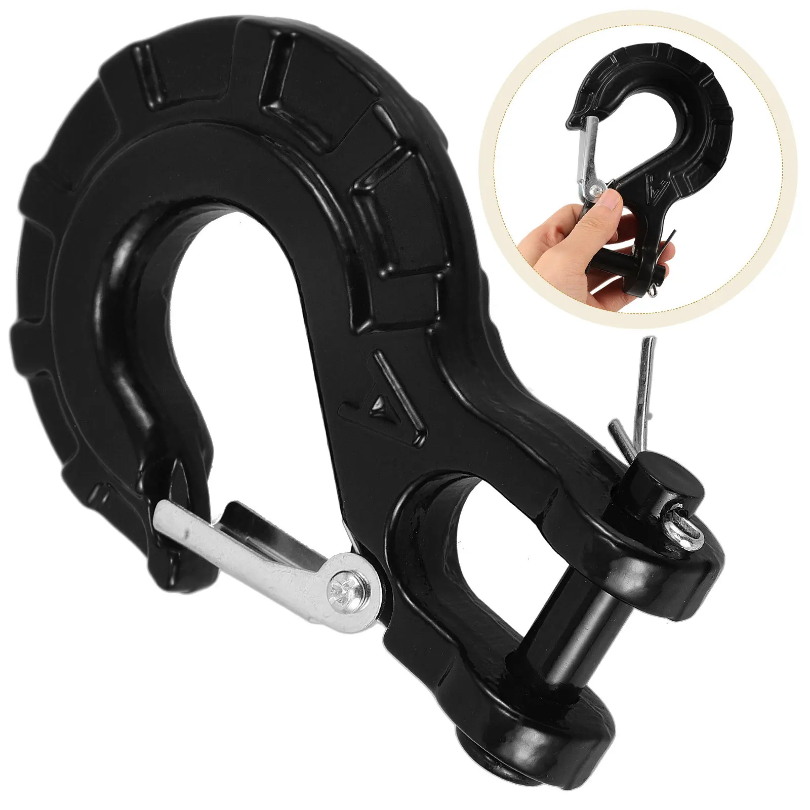 3 8 Forged Winch Hook Safety Latch Heavy Duty Alloy Steel Winch Cable Hook Stopper for Truck Suv Van Boat Towing Target