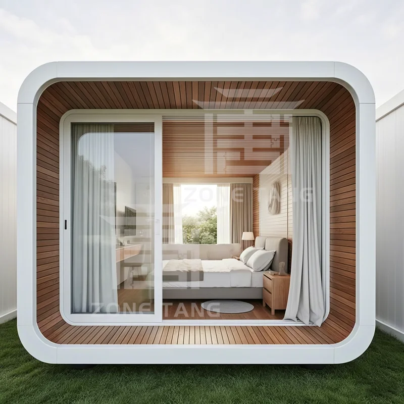 Apple Capsule House Triple Wide Mobile Homes Capsule House Oilfield Site Prefab Villa Glass House 2 غرفة نوم منزل متنقل للبيع #5