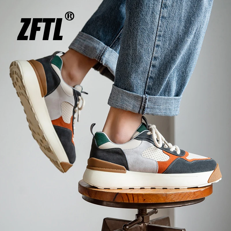 

ZFTL Men's Skate Shoes Man Casual shoes Cow suede breathable and comfortable Thick Sole Heightening Fashion New 2022 Casual Shoe