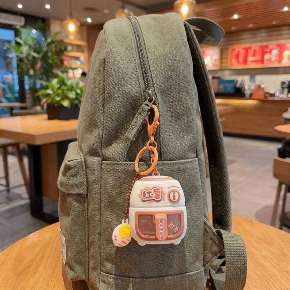 Cute Simulation Air Fryer Keychain Lightweight Interactive Simulation Food Keychain Portable UV Color Changing Keychain Backpack
