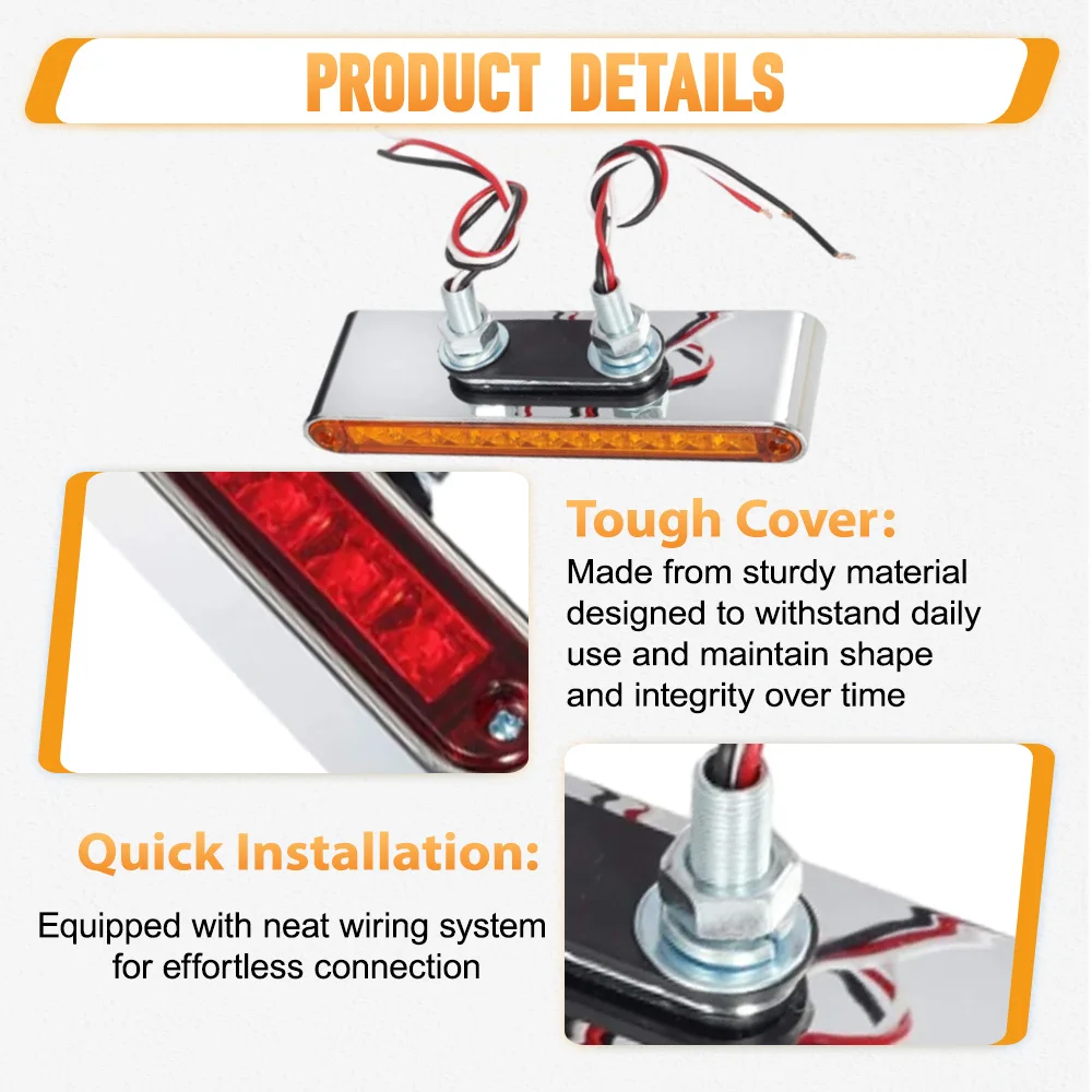 12 فولت 2 قطعة LED مزدوجة الوجه الجانب ماركر ضوء بدوره إشارة مؤشر ضوء مقاوم للماء 40LED للدراجات النارية الطرق الوعرة 4x4 شاحنة مقطورة #5