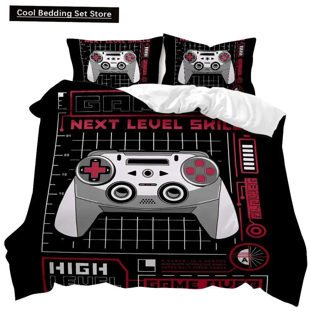 Gamer Duvet Cover Set Games Console Action Buttons Comforter Cover Girls Boys Youth Adults Video Gamepad Polyester Quilt Cover