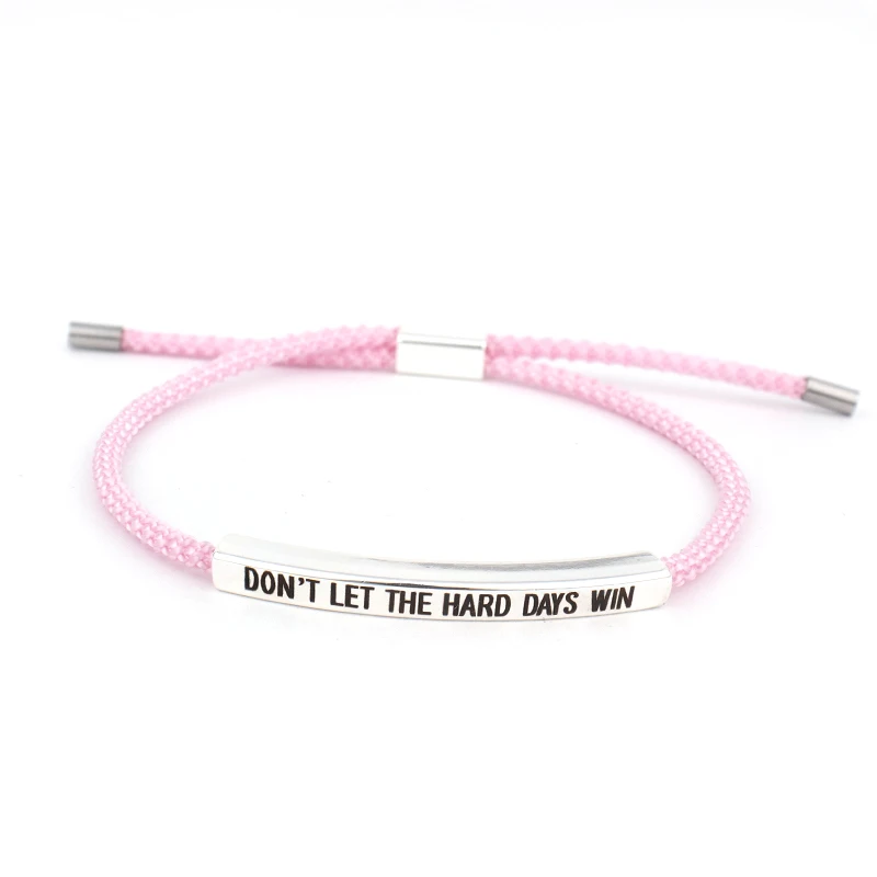 Populaire Charms "NIET LAAT DE HARD DAGEN WIN" Motiverende Buis Armband voor Beste Vrienden Gift Trendy Verstelbare Armbanden Sieraden