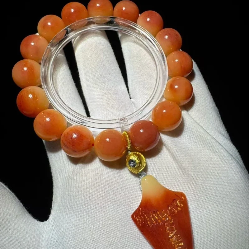 Natural camel bone red blood bracelet, feels like jade to the touch, with rich texture and patterns, suitable for gifting, perso