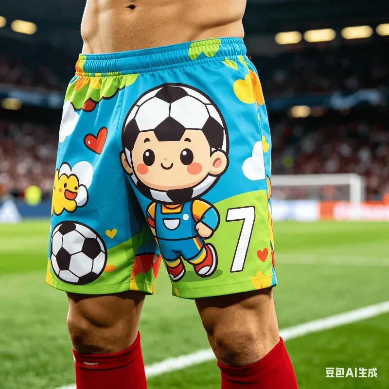 2026 Summer Cute # 7 Ronaldo Q Edition Image Football Shorts for Adults and Children Leisure Sports Daily Exercise  Shorts
