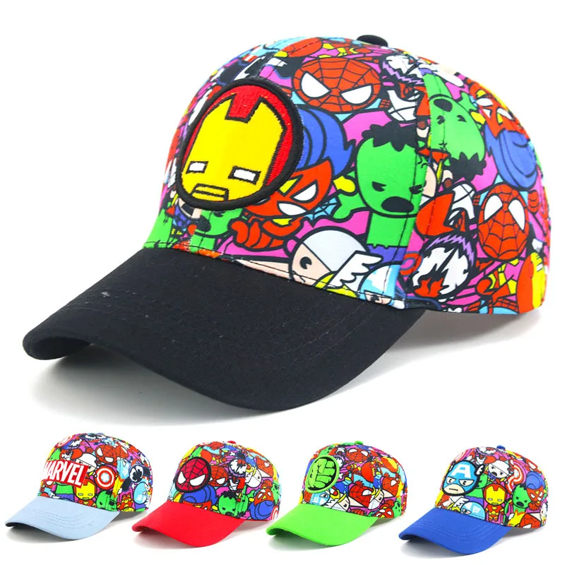 New Disney Children\'s hat Spiderman printed Baseball Cap cartoon  Superhero Hulk spring Sun Hat baby boys cap kids toy gifts