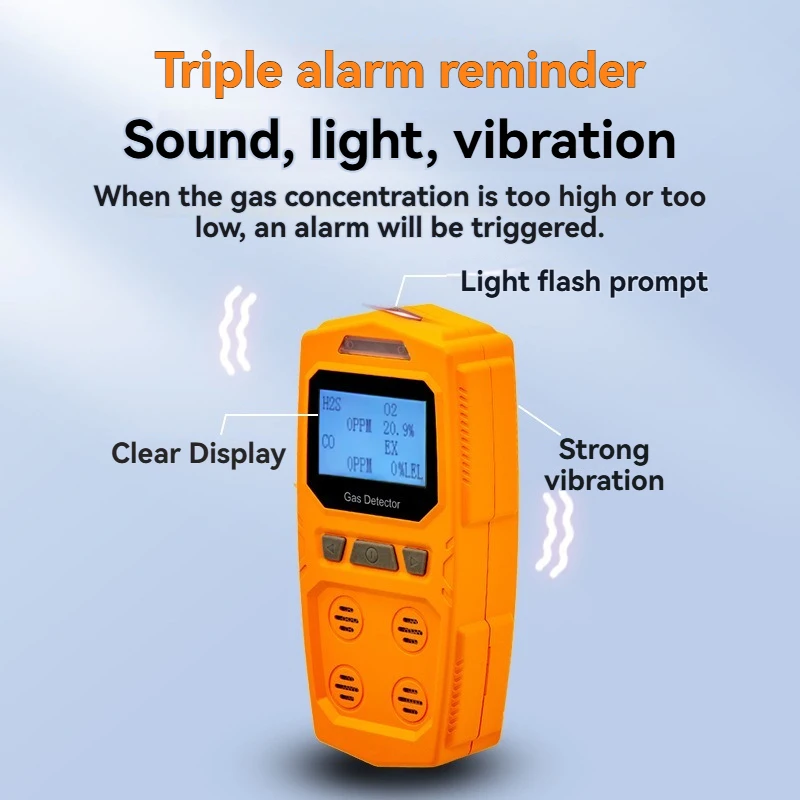 كاشف الغاز الجديد عالي الدقة 4 في 1 - مقياس الغاز المخاطر القابل للاحتراق والسمائي O2 CO H2S محلل محمول باليد وقابل لإعادة الشحن