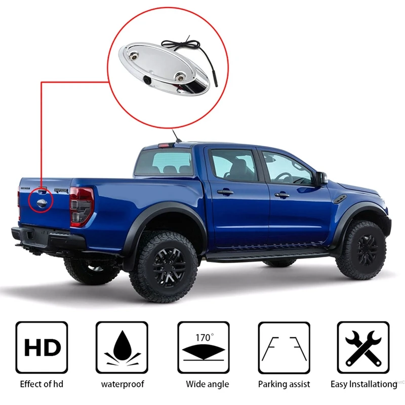 

170° 1080P HD AHD Backup Parking Camera For Ford Ranger T6 T7 T8 XLT Edge F-150 F-250 F-350 Explorer Pickup Logo Camera