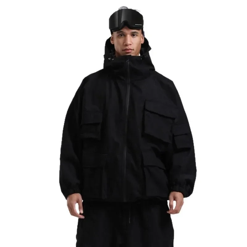

New Loose Men Women Solid Color Ski Jacket Warm Windproof Winter Overalls Hoodie Waterproof Outdoor Sports Clothing Snowboard