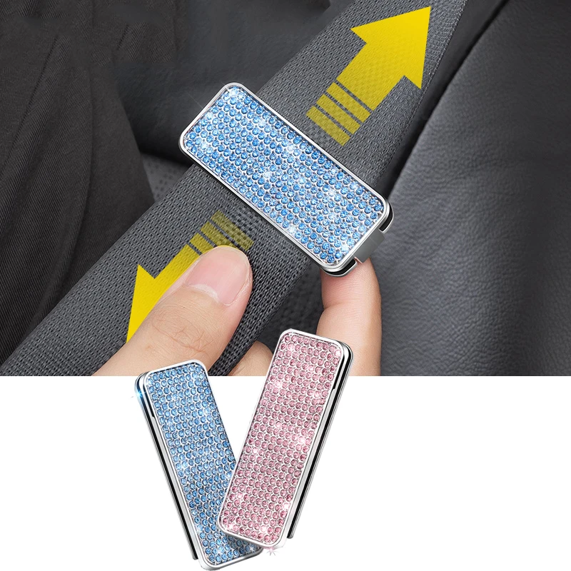 Diamond inlaid car seat belt anchor limiter anti pinch buckle pregnant women's elastic adjuster seat belt clamp universal