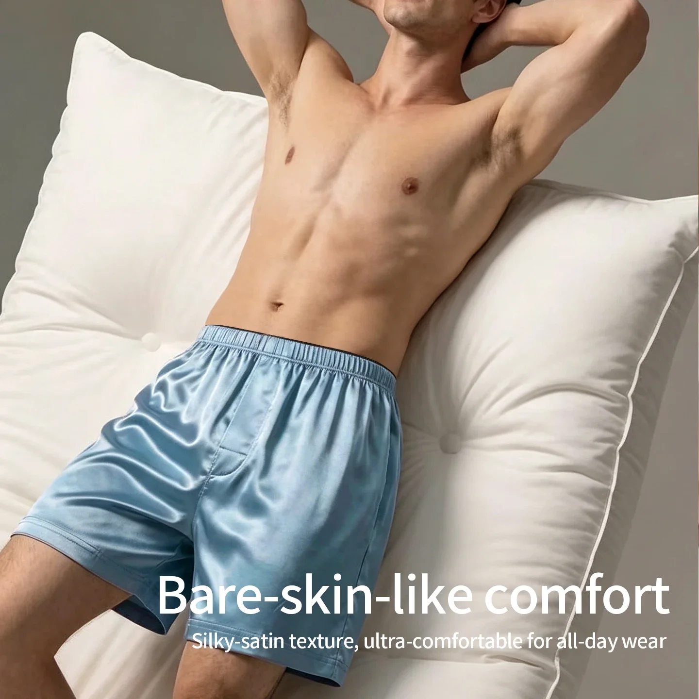 Men's Satin Loose Boxer Shorts Glossy Silky Elastic Waist Pajama Bottoms Comfortable Sleepwear Male Lounge Underpants Homewear