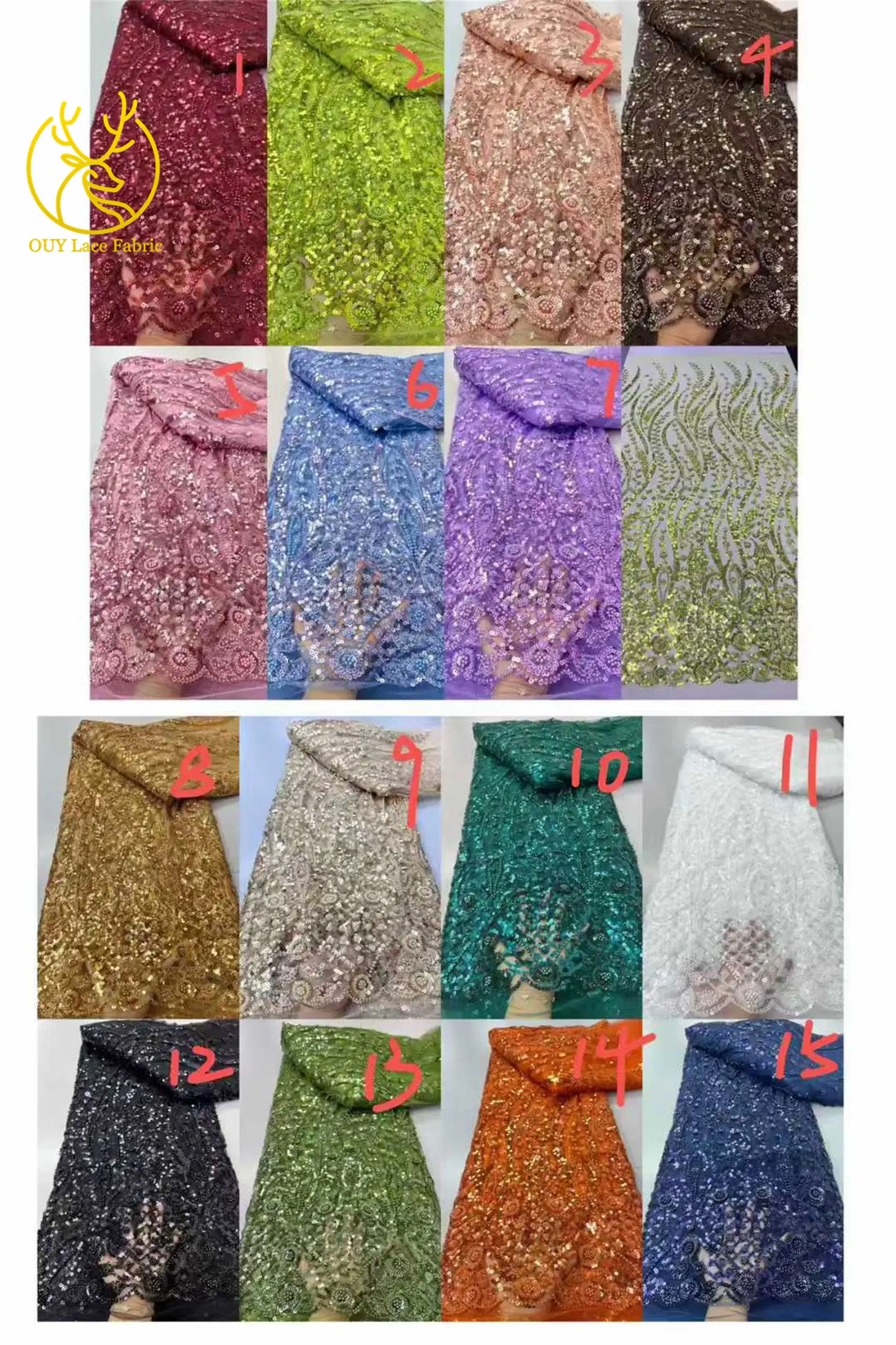 5 yardas de tela de encaje africana verde lima con lentejuelas y cuentas, encaje de tul con lentejuelas reales francesas 2026 para material de costura de vestidos de fiesta para mujer
