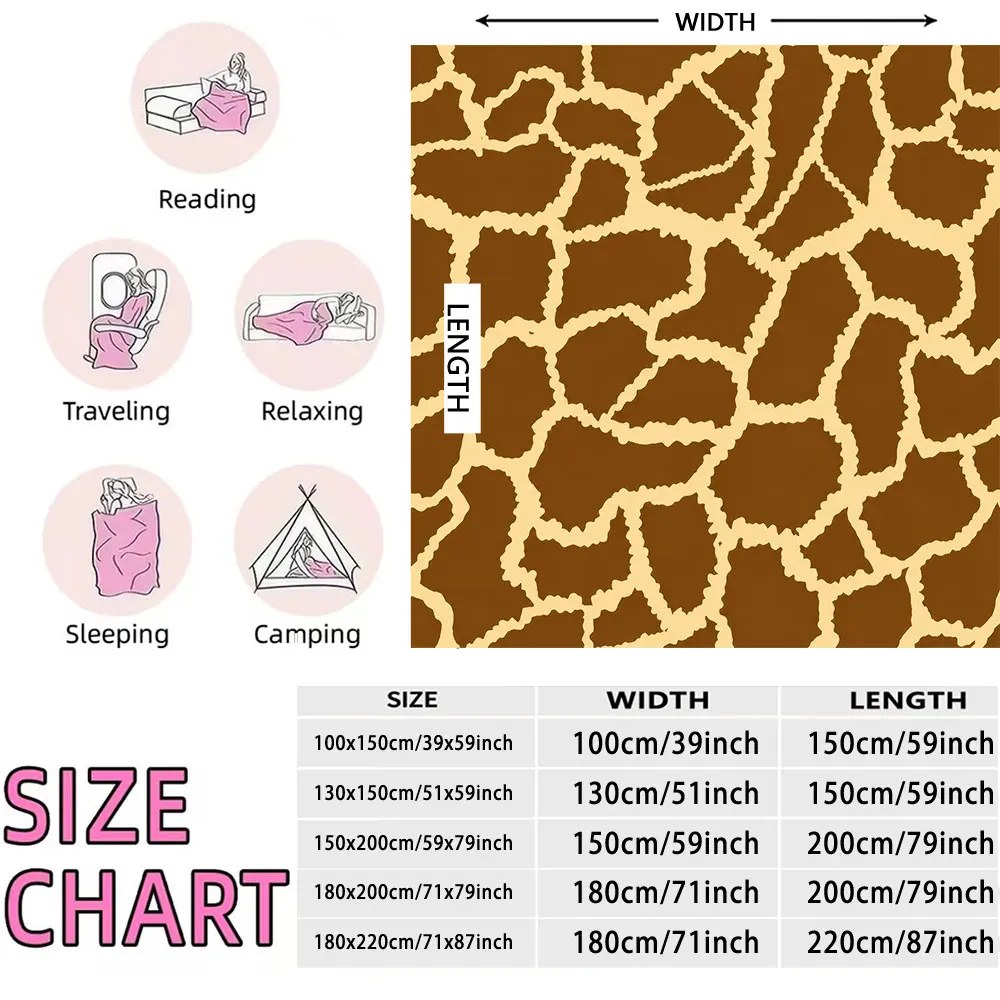 1pc Giraffe Pattern Flannel Blanket Soft Warm Sofa Nap Throw Blanket For Bedroom Living Room Home Decoration Holiday Gift For