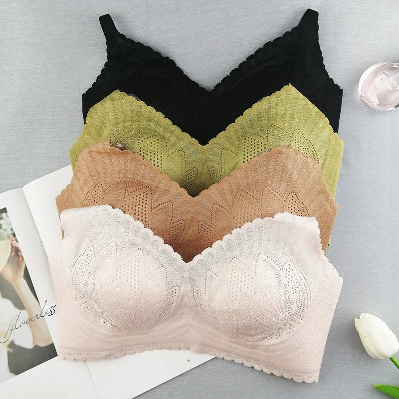 One Piece Ultra-thin Wome Underwear Without Steel Ring Sexy Anti Protruding Points Rabbit Ears Latex Cup Bra Spring Summer