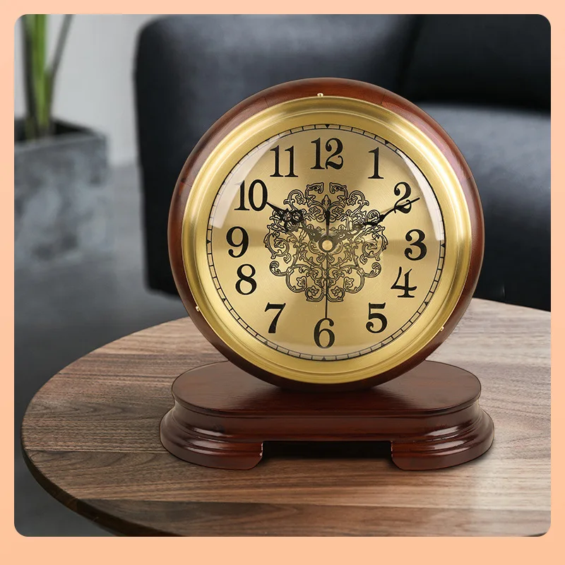 

New European Solid Wood Clock Desk Table Decoration Home Living Room Antique Table Decoration Clock