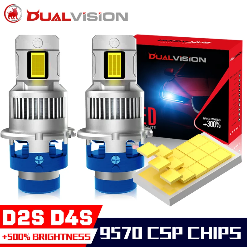 

2PCS D2S LED Headlight HID D4S D2R D4R Led Headlights Two-sided 9570 CSP Turbo Car Light Canbus 1:1 Mini Auto Lamp Plug&Play 12V