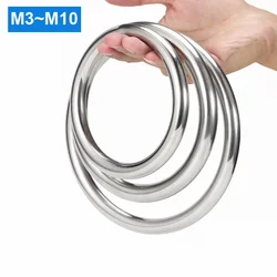 1PC M3M4M5M6M8M10 Welded Round Rings Smooth Solid O Ring 304 Stainless Steel For Rigging Marine Boat Hammock Yoga Hanging Ring