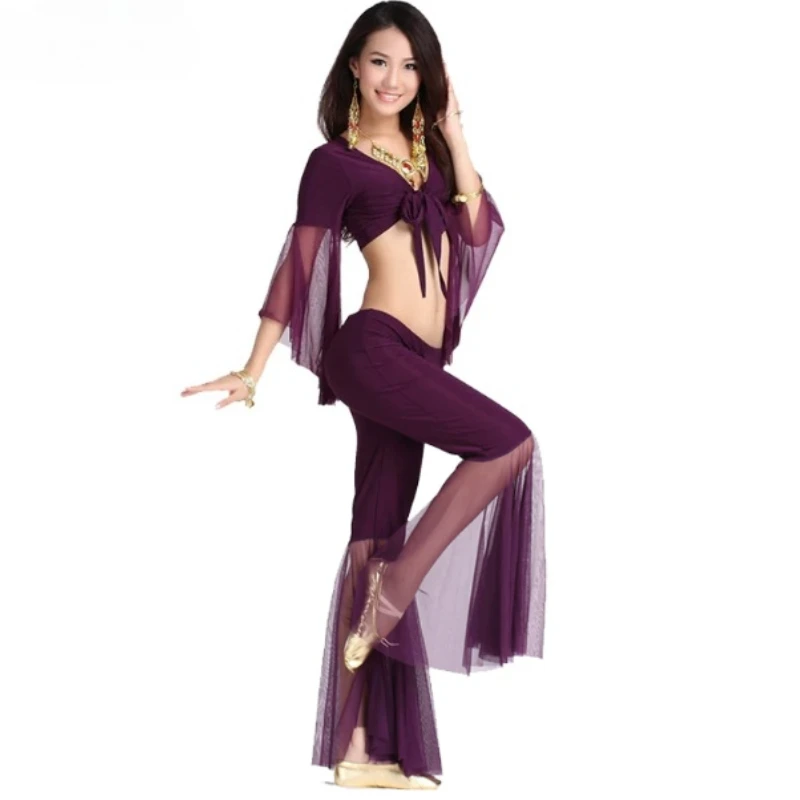 

Women Belly Dance Class Uniform Flower Printing Baladi Dress Saidi Dresses Girls Folk Costume Set Long Robe with Headbands