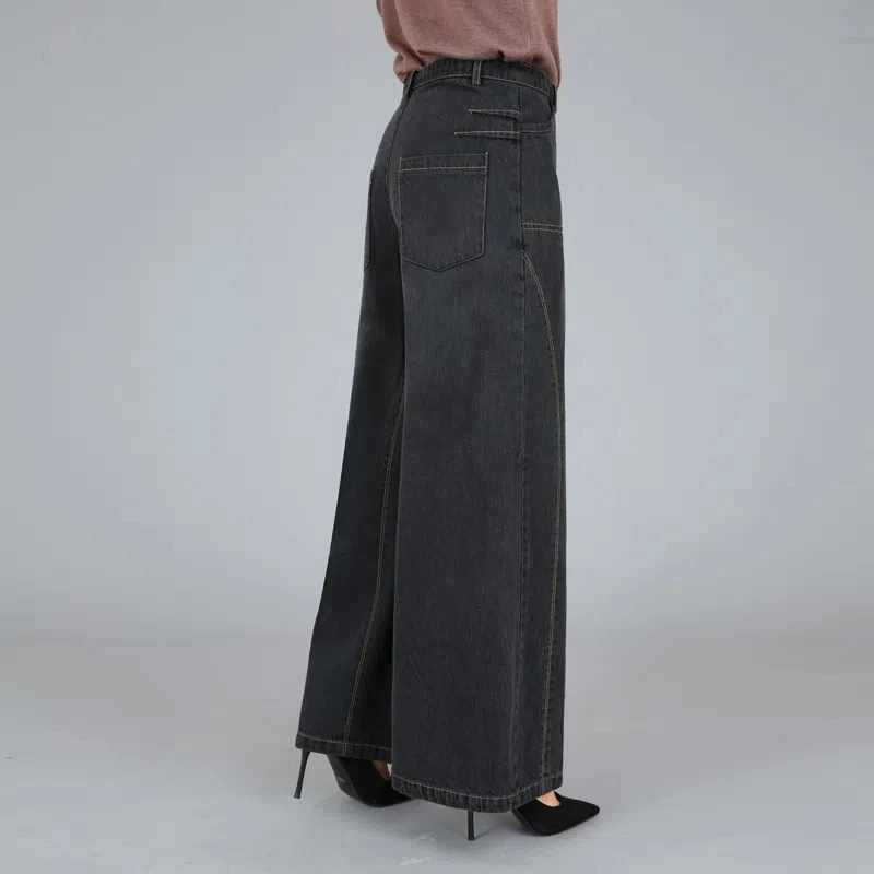 Super Loose Wide Leg Jeans Women High Waist Baggy Trousers Office Lady Fashion Straight Vaqueros Oversize Denim Pants Mother