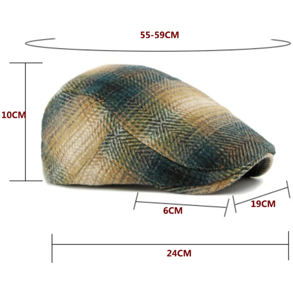 HT4883 Herren Berets Frauen Herbst Winter Plaid Wolle Baskenmütze Hut Künstler Maler Achteckige Flache Kappe Männlich Weiblich Einstellbare Baskenmütze Kappen – Detail 1