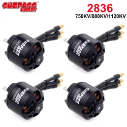 ホビーを超える-ブラシレスモーター2836(2216) 750kv 880kv 1120kv rc固定翼fpvドローンレーシングクワッドコプター用、1または4個