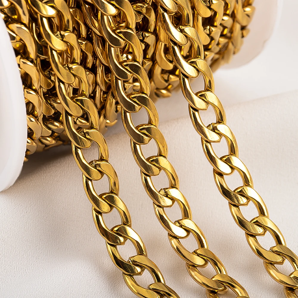 

1Meter 2Meter 3mm 5mm 7mm Stainless Steel Curb Cuban Chains Bulk DIY Necklace Bracelet Anklet Jewelry Making Accessory Supplies