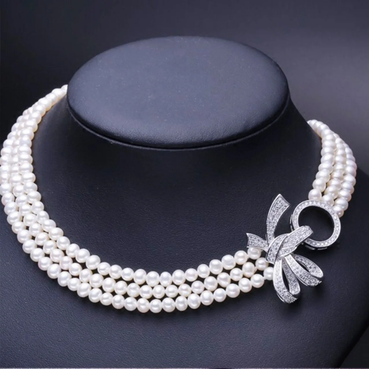 3 Rows White sea shell Pearl Necklace Cz Pave Statement Necklaces Women Jewelry 17“-19”inch