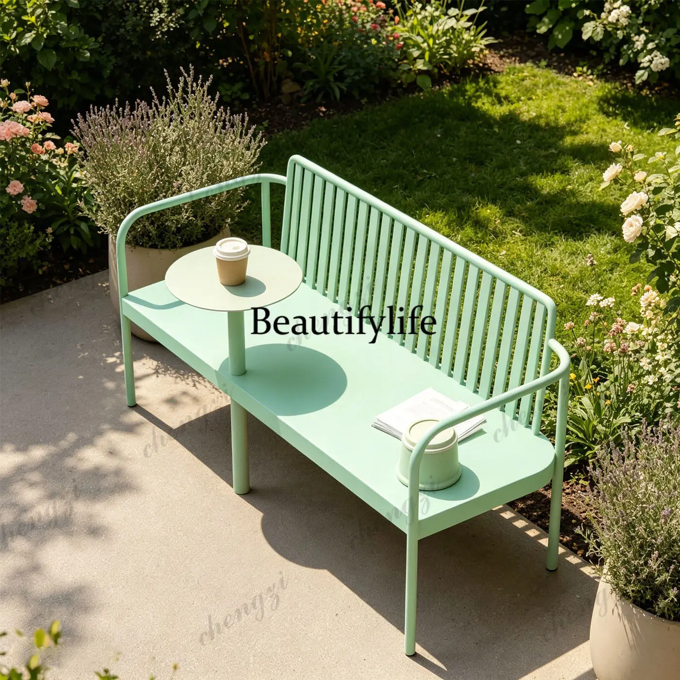 

Outdoor leisure chair with small table board Terrace courtyard Waterproof and sun protection Sales department Waiting rest chair