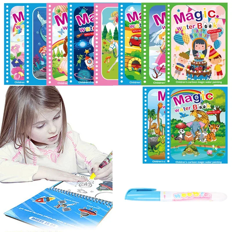 Magic Water Book with Pen Children Drawing Coloring Books for Kids 2 To 4 Years Old Learning Education Toy Baby Montessori Toys