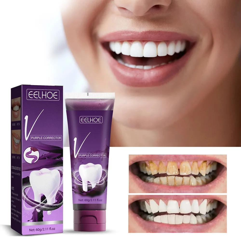 1/2/3pcs V34 Purple Oral Caring Toothpaste Teeth Whitening Foam Reduce Natural Refreshing Breath Oral Care Toothpaste 60ml