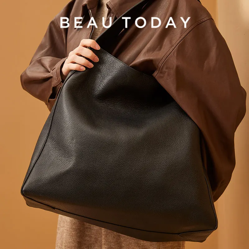 Beautoday Handbags Women Genuine Cow Leather Solid Color Square Large Capacity Female Casual Tote Handmade 62051