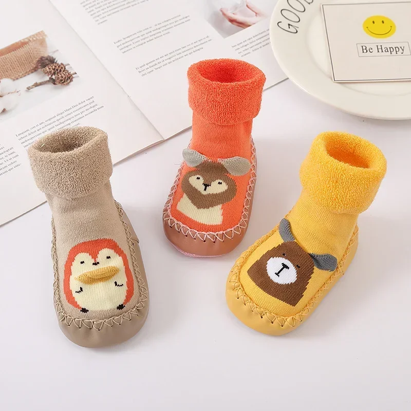 Toddler Socks with Rubber Soles for Toddlers Kids Socks Baby Warm Terry Thicken Slippers Infants Girl Winter Boys Sock Shoes