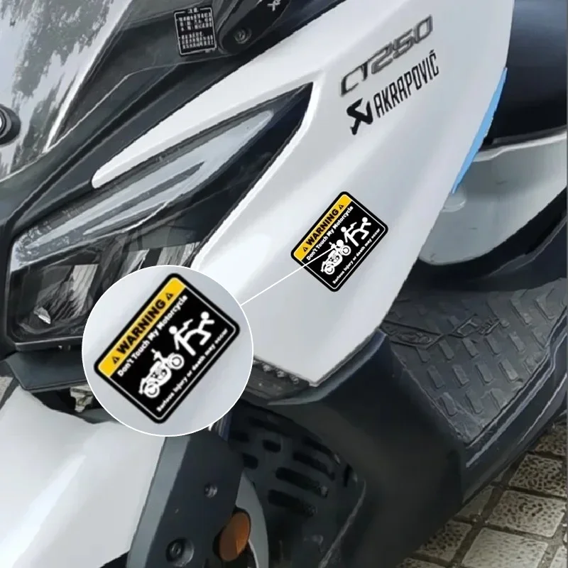Reflective Motorcycle Sticker Funny “Don’t Touch My Bike” Warning Waterproof Vinyl Helmet Decal Safety Decor 1/2PCS