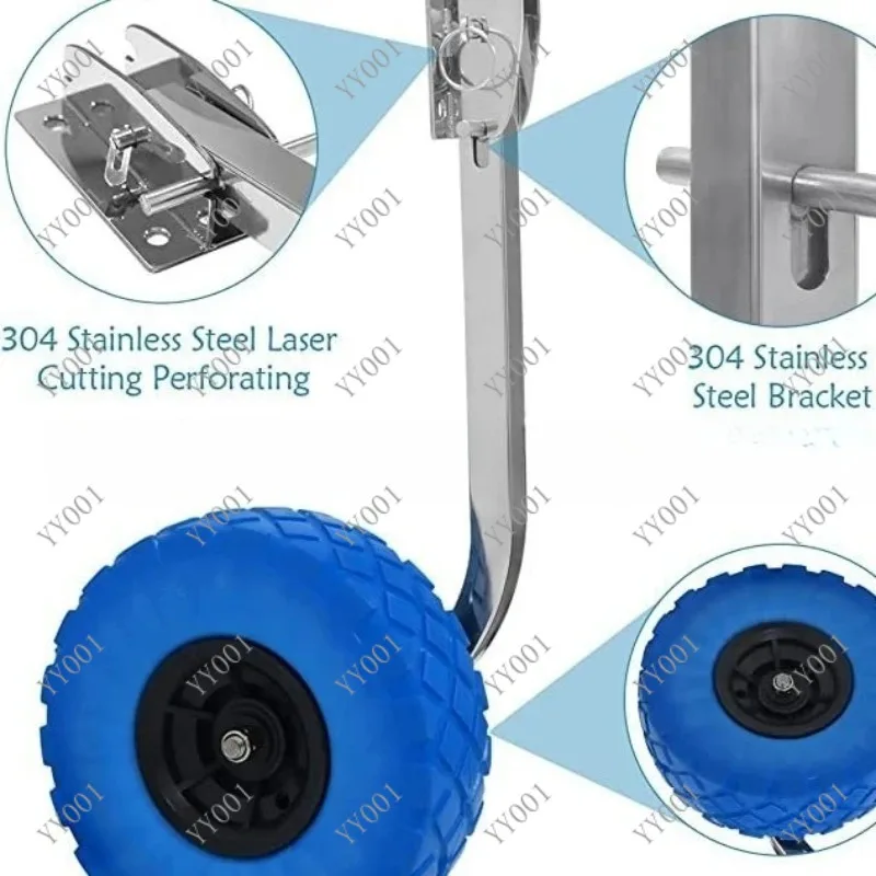 Rubber Boat Trailer Tail Wheel Solid Wheel for Inflatable Fishing Boat Towing