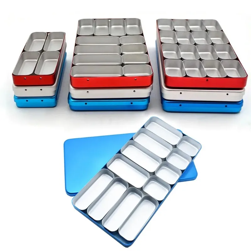 4/6/12/16 Dental Compartment Dental Bag File Instrument Disinfection Box Thickened Split Metal Storage Rack Dental Materials