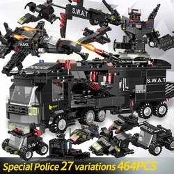 ToylinX Police Command Truck Building Blocks City Helicopter Bricks Kit Educational Toys for Children