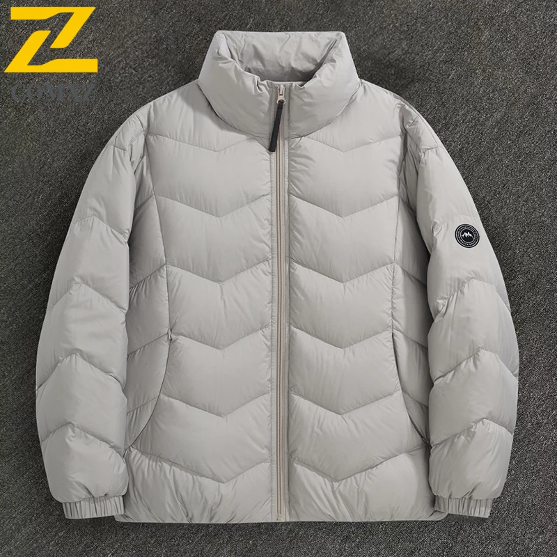 

Comxz Зимний модный пуховик для мужчин 2026 Новый повседневный легкий спортивный портативный белый утиный пуховик Мужская дорожная лыжная теплая парка