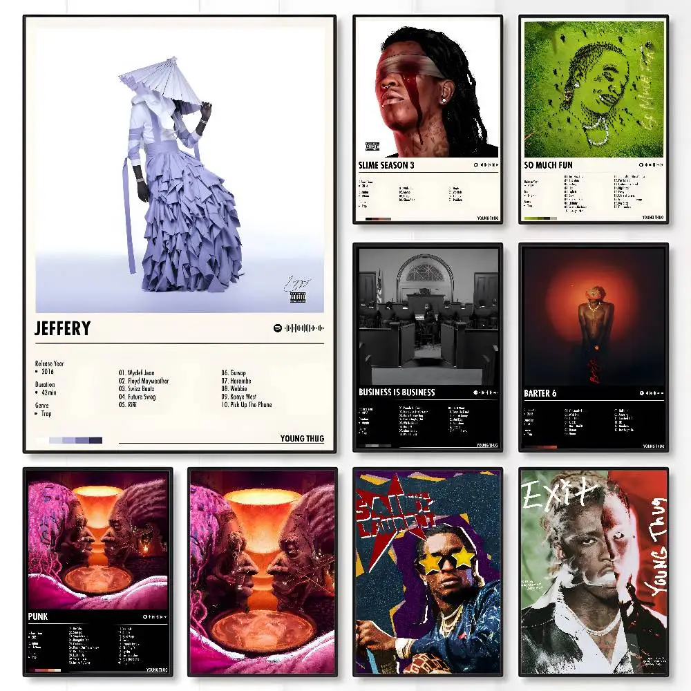Popular Music Rapper Singer Y-young Thug Poster High Quality Dorm Living Room Aesthetic Wall Decoration Painting Stickers Gift