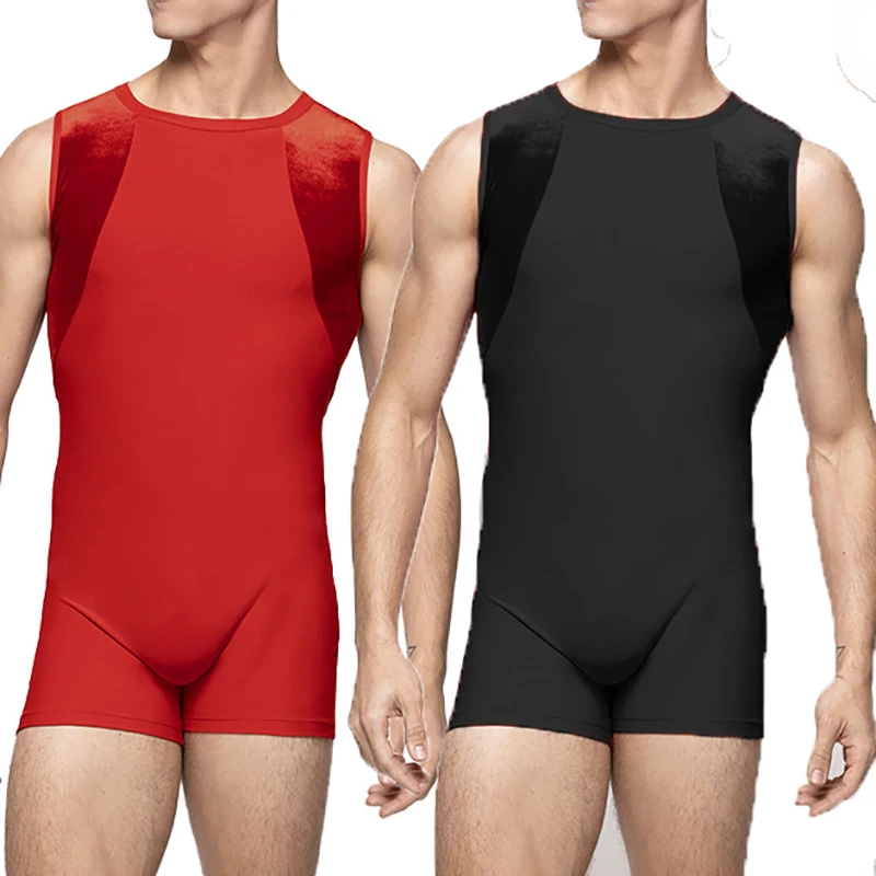 Men Velvet Patchwork Undershirts Zipper Wrestling Singlet Bodysuits Leotard Weightlifting Sports Yoga Dance Seamless Underwear